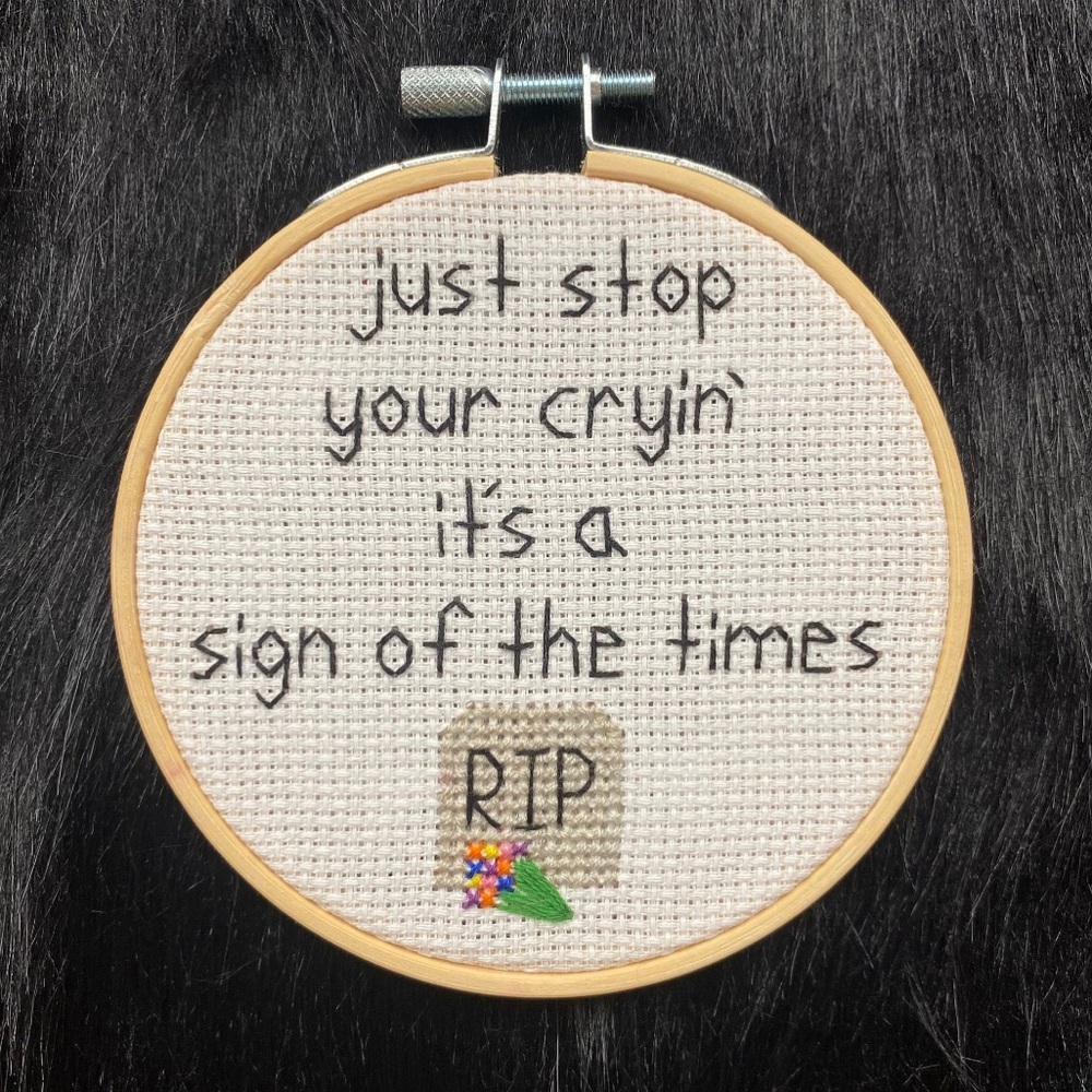 Harry Styles Sign of the Times Lyrics Inspired 4-inch Wooden-Framed Cross Stitch